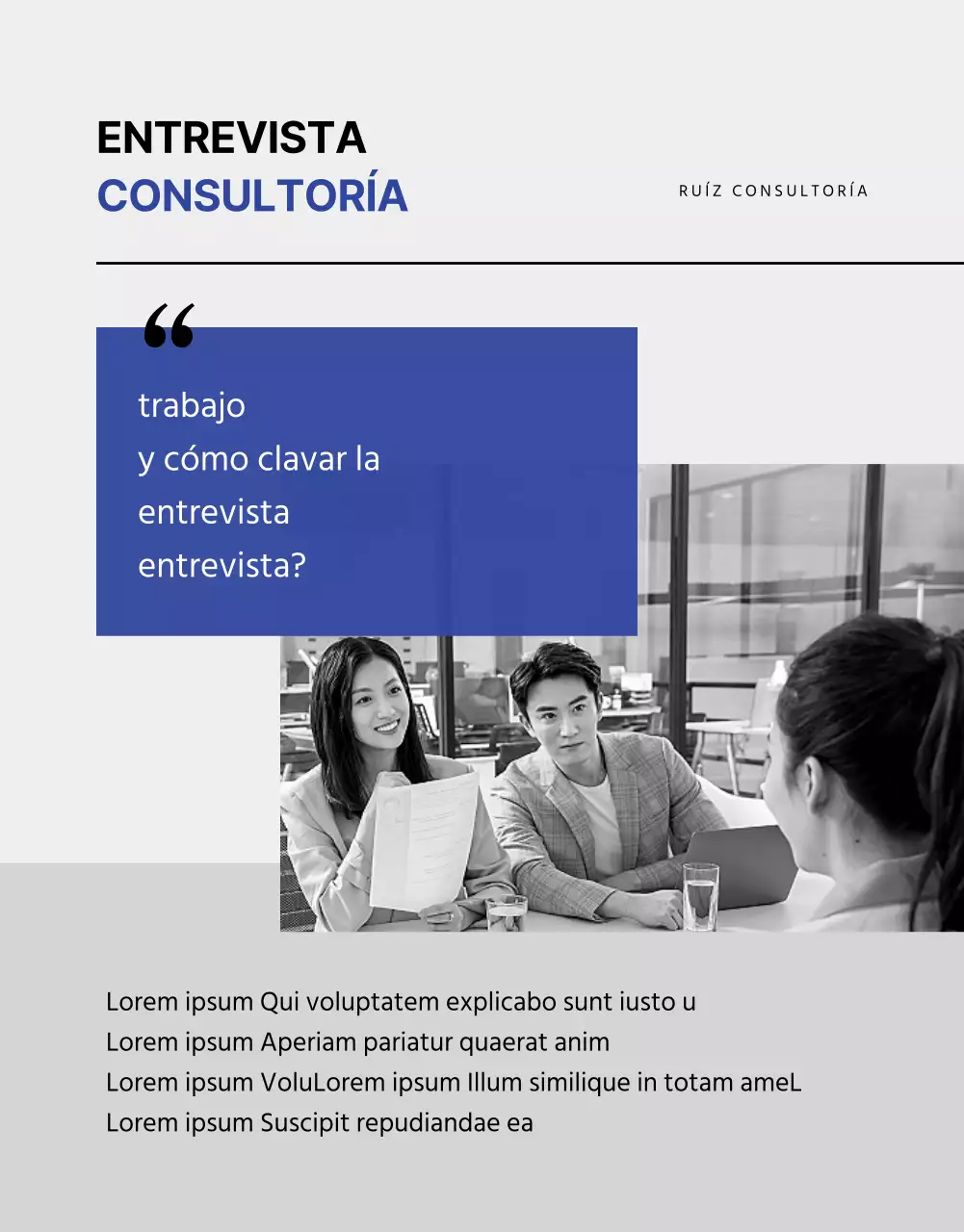 Blue and Monotone Job Interview Consultancy detail page