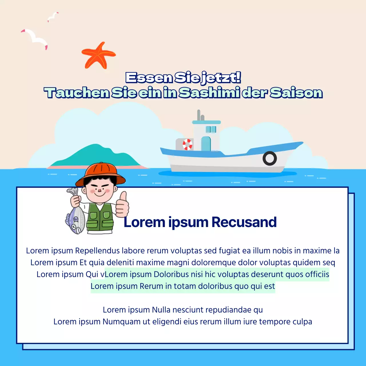 Ein monatlicher Leitfaden für Sashimi der Saison in blue CardNews