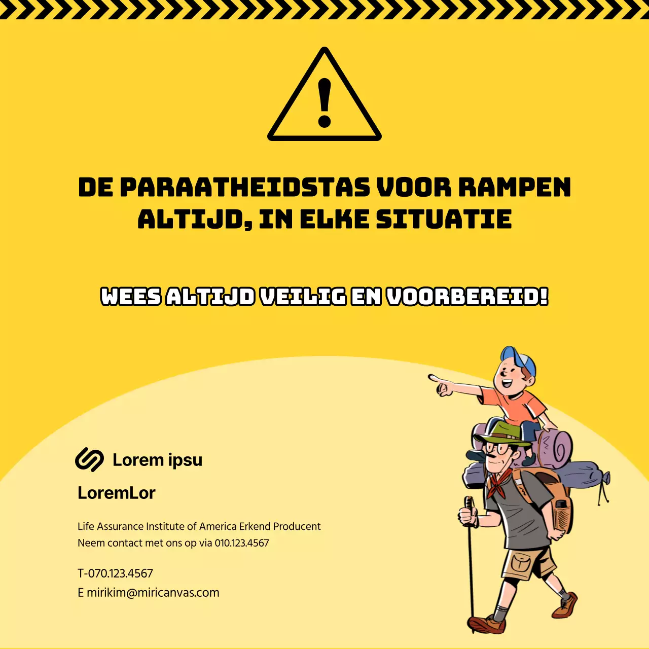 Illustraties in geel markeren De overlevingstas van mijn gezin maken