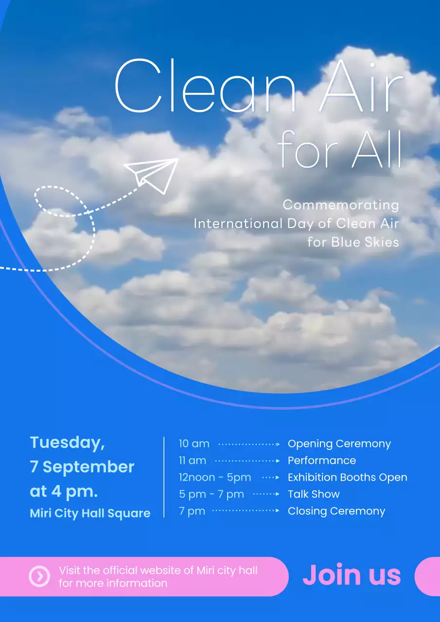 파랑과 핑크의 단순한 환경 보호 행사 안내서