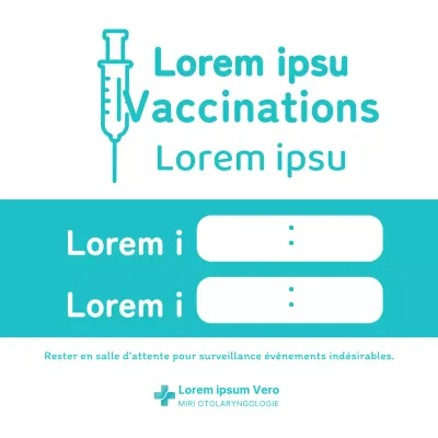 Lettre de notification d'un événement indésirable lié à la vaccination contre le coronavirus, avec un concept épuré en bleu clair et blanc.