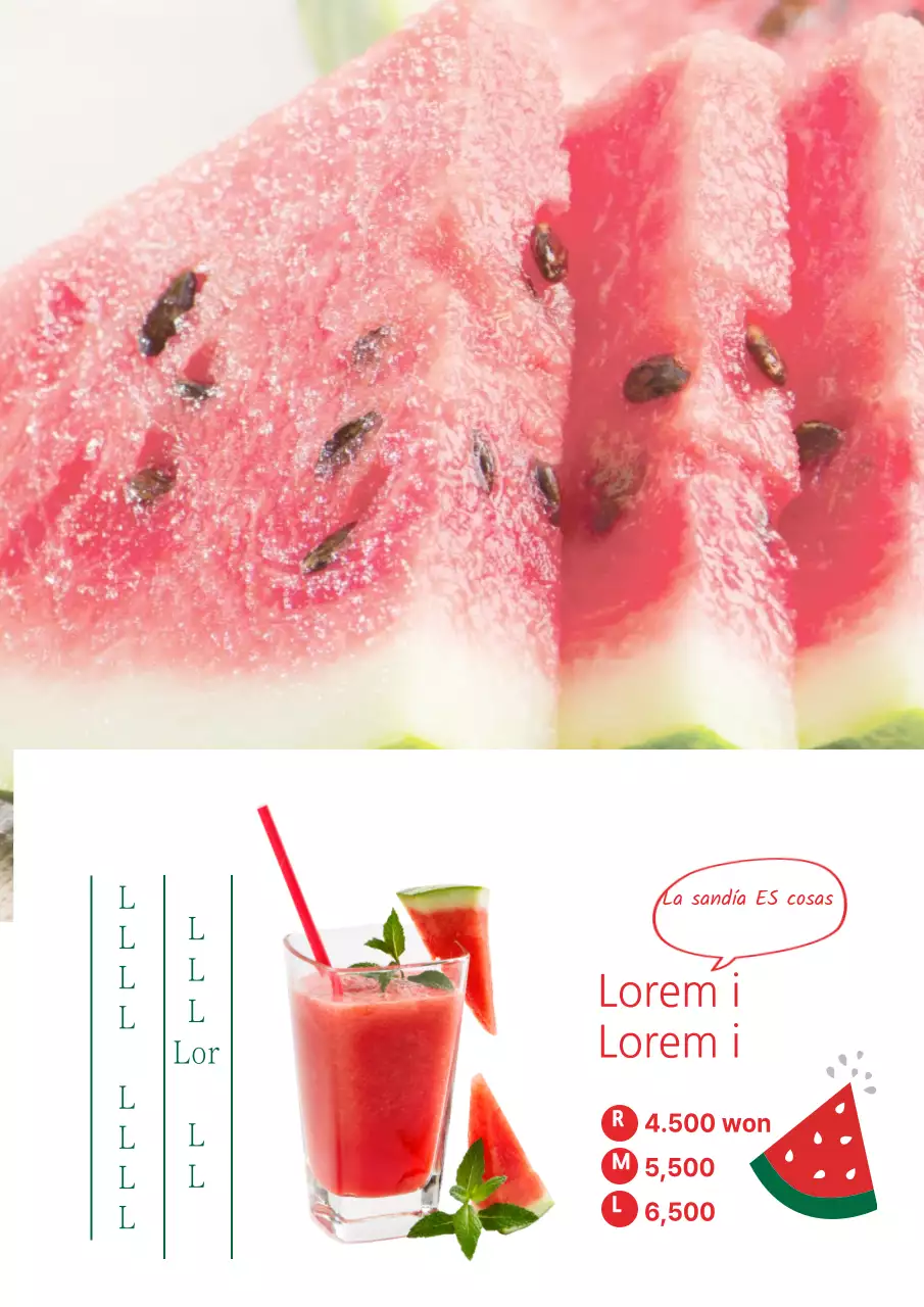 Un concepto sencillo y atractivo en blanco y rojo para promocionar el nuevo menú de verano de la cafetería.