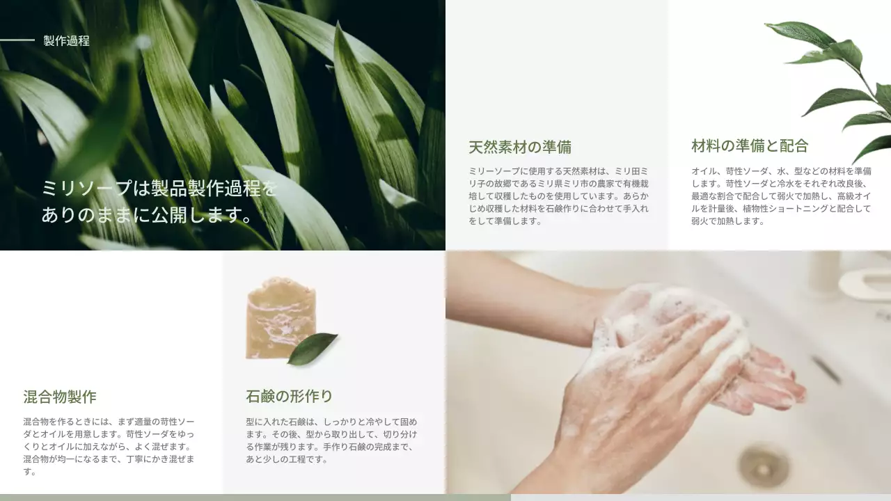 緑 シンプル ソープ パンフレット プレゼンテーション