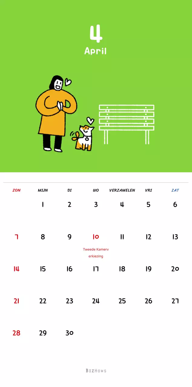 Nieuwjaarskalender met schattige illustraties