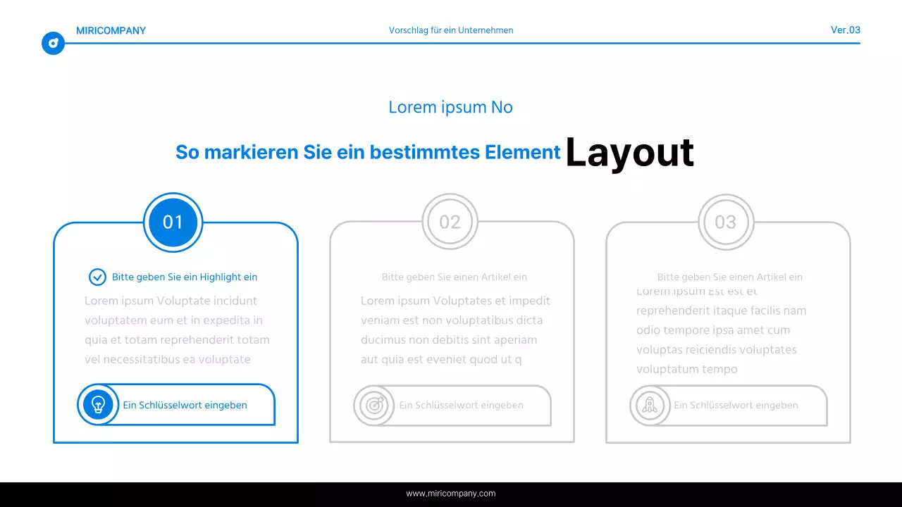 Einfacher Bericht mit blauer und weißer Texthervorhebung