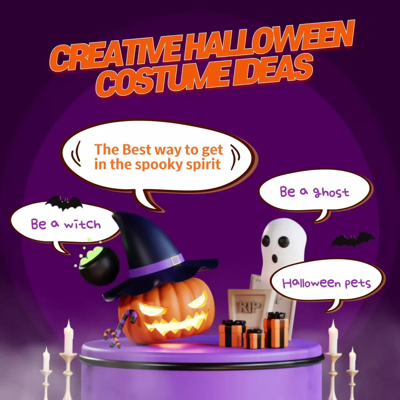 Promote purple and orange fantasy Halloween ideas