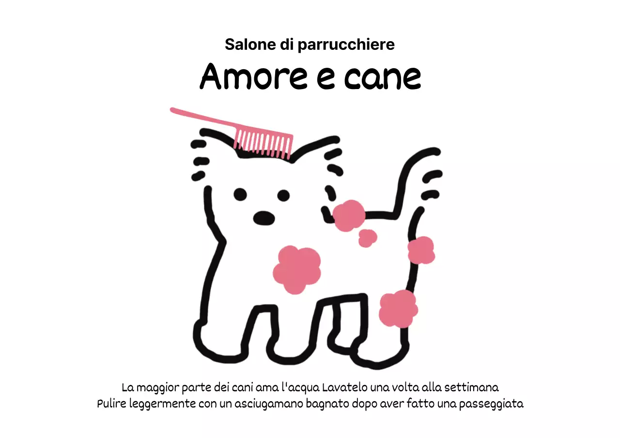 Salone di toelettatura per cani con illustrazioni di cuccioli e capre