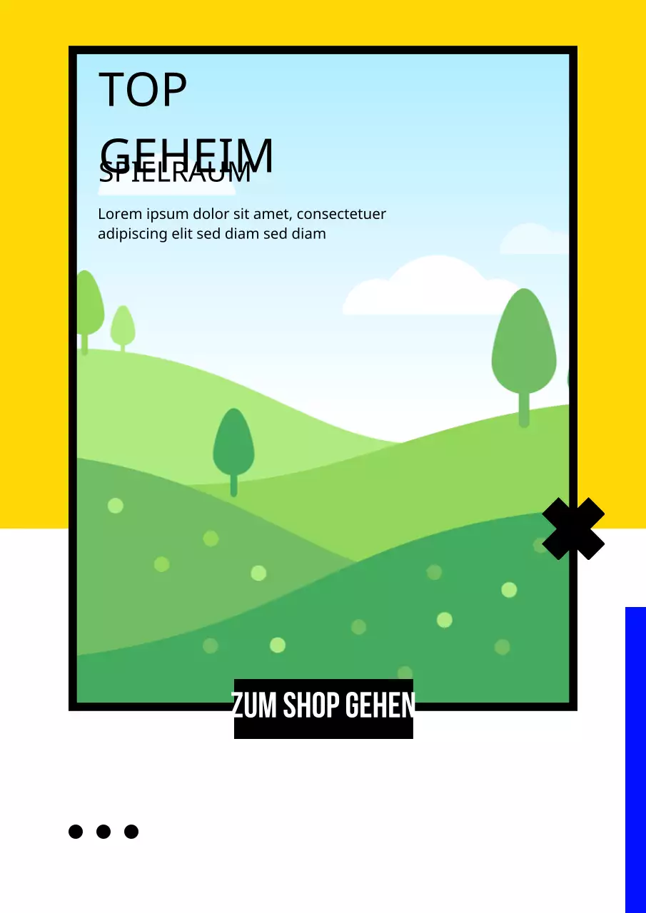 Verschiedene Layouts mit blauen und gelben Fotos
