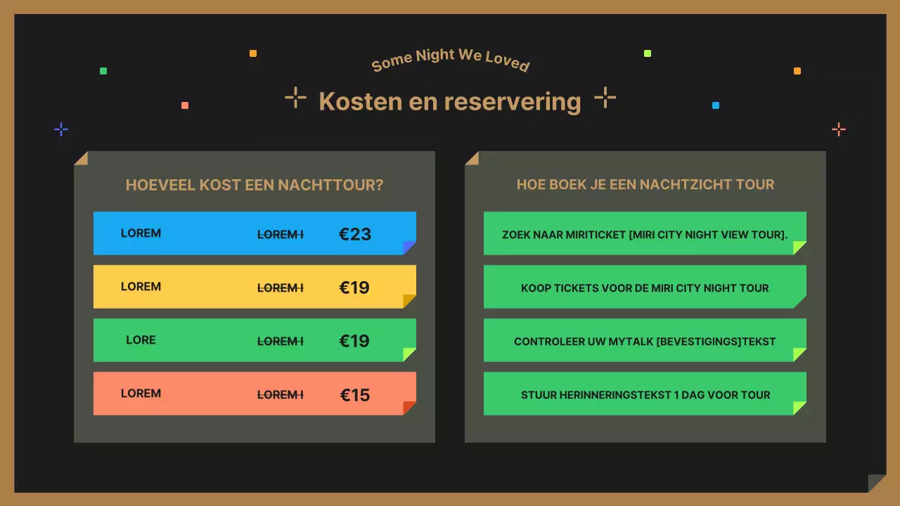 Een schattige zwarte en kleurrijke nachtelijke reisgids