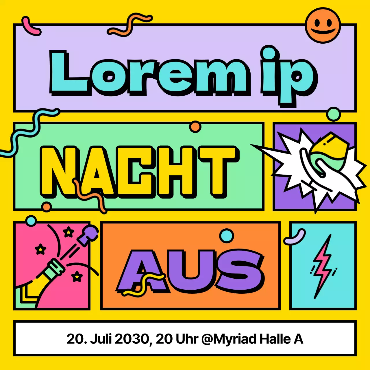 Kitschige Pop-Art-Party-Warnungen