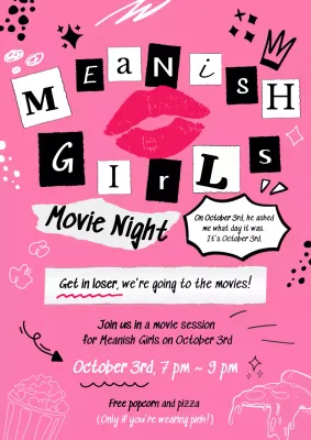Pink Playful Movie Event Invitation Poster