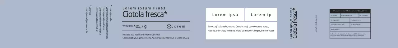 Etichette di confezionamento per insalata blu ordinate