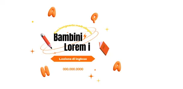 Lezioni di inglese per bambini con un attraente look arancione e nero