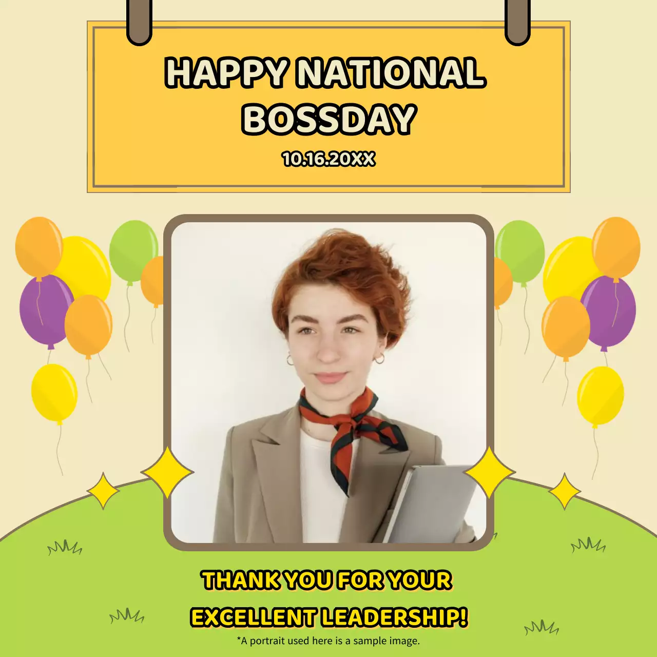 Yellow Simple Boss Appreciation Card Social Media Post