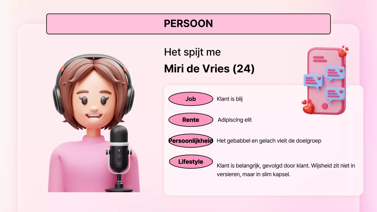 Roze 3D illustratie leuk valentijnsdag plan