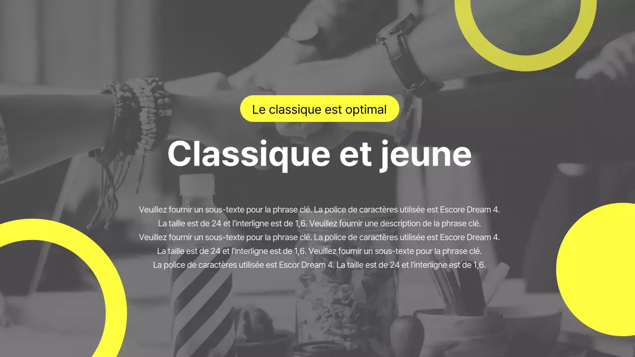 Un thème de marque d'entreprise moderne et unique en jaune et gris