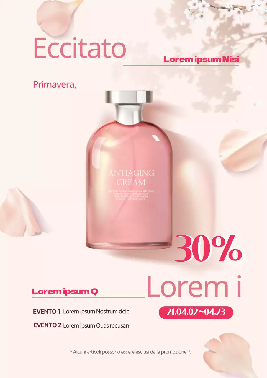 Foto rosa in evidenza Evento di vendita di cosmetici primaverili ordinari