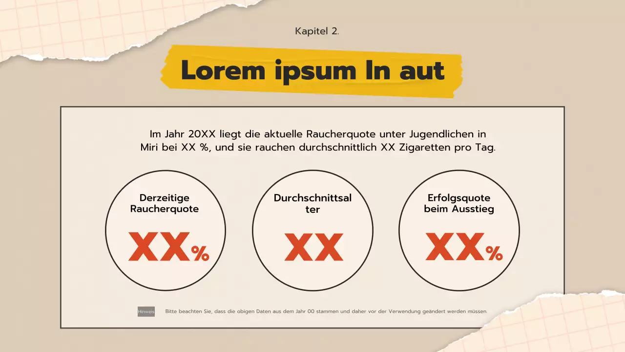 Aufklärungsmaterial zur Raucherentwöhnung für Jugendliche mit einem beigen Pop-Art-Collagekonzept.