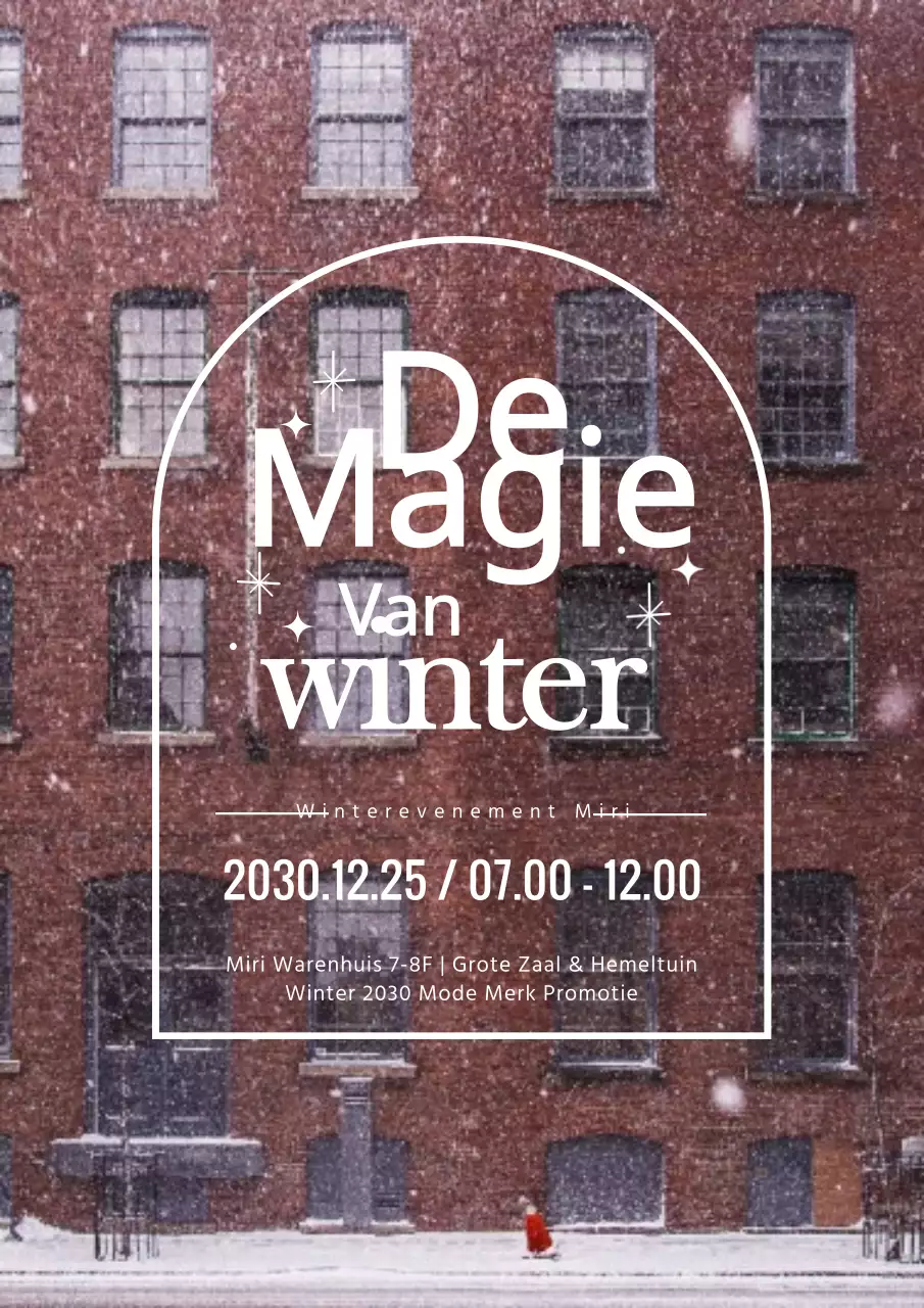 Witte en bruine besneeuwde winter Europa achtergrond verticale poster