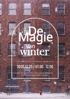 Witte en bruine besneeuwde winter Europa achtergrond verticale poster