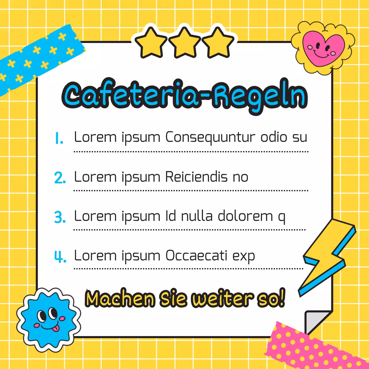 Back-to-School-Etikette Leitfaden mit gelben Monokel Illustration Aufkleber Konzept