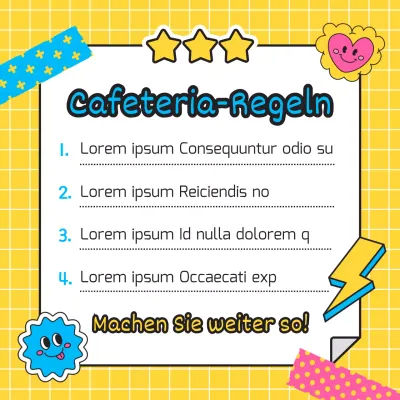 Back-to-School-Etikette Leitfaden mit gelben Monokel Illustration Aufkleber Konzept