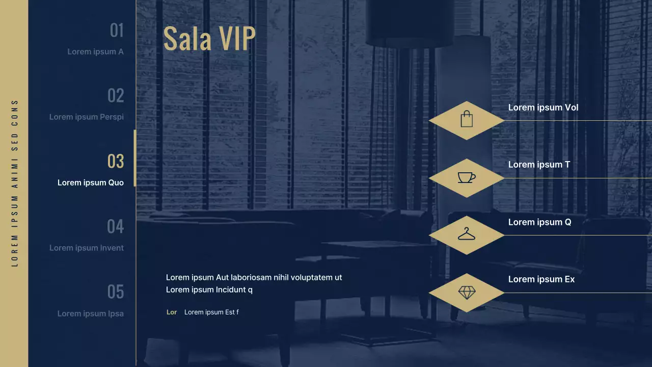 Club VIP de los grandes almacenes de lujo en azul marino