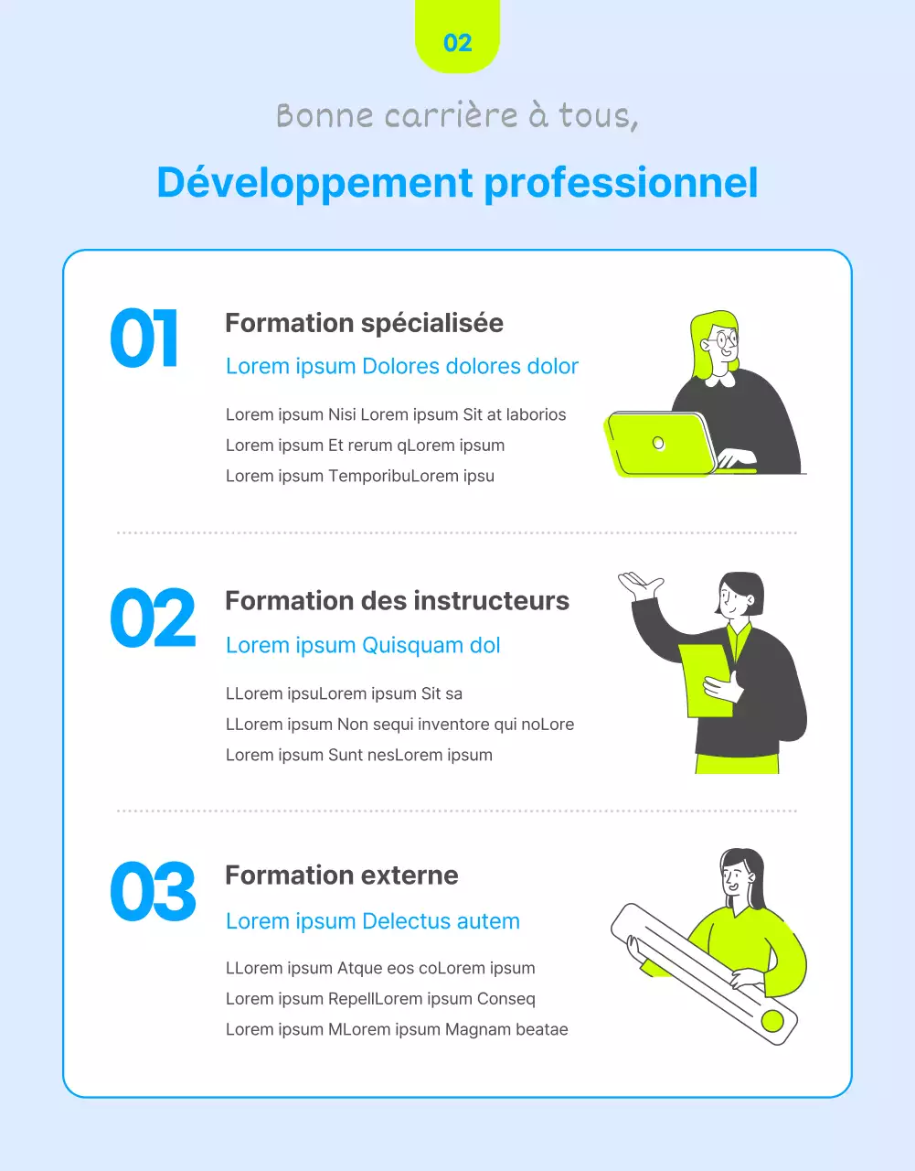 Guide de formation interne avec des accents bleus fluorescents