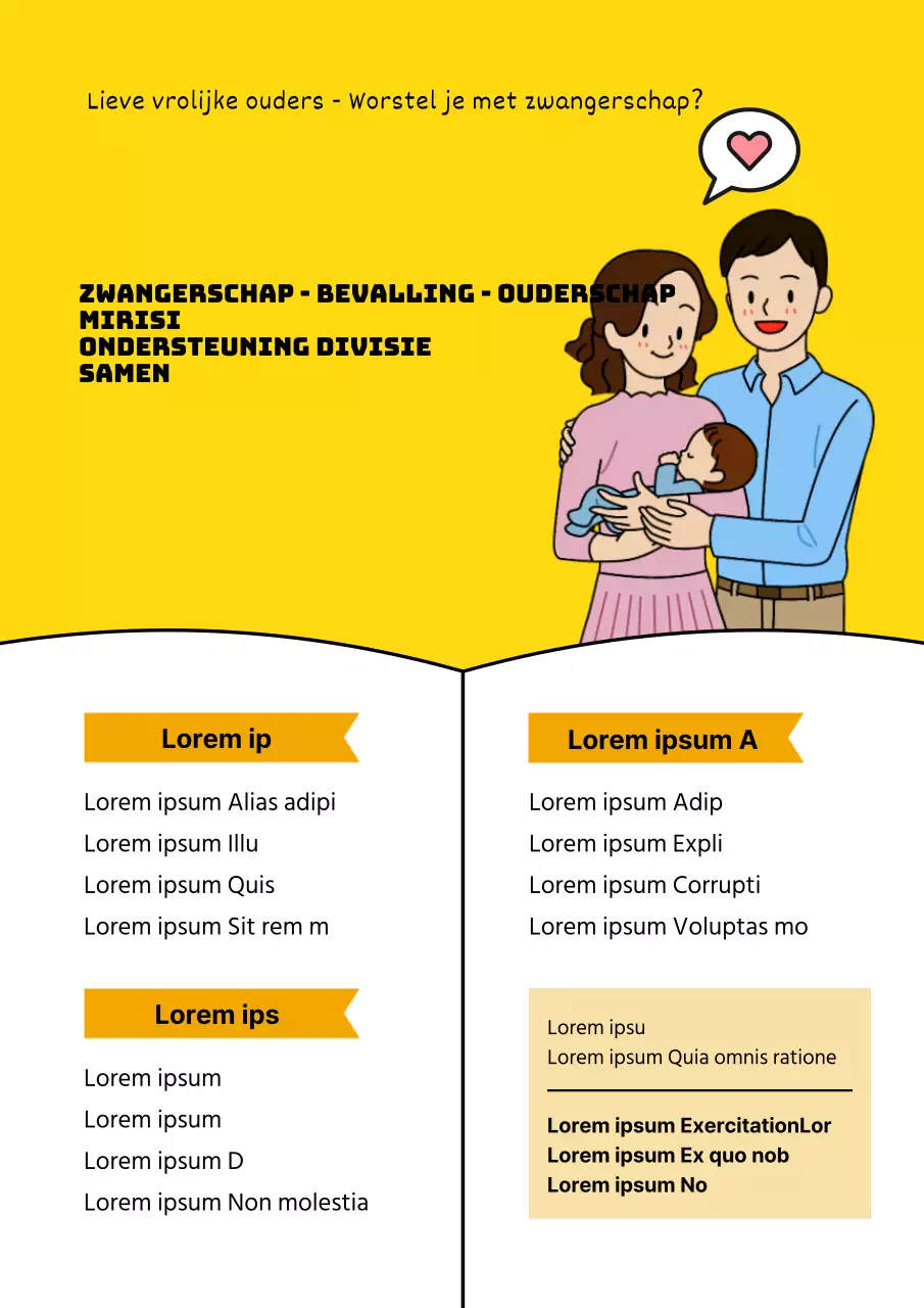 Geel, netjes en opgeruimd steunbetuiging voor zwangere vrouwen