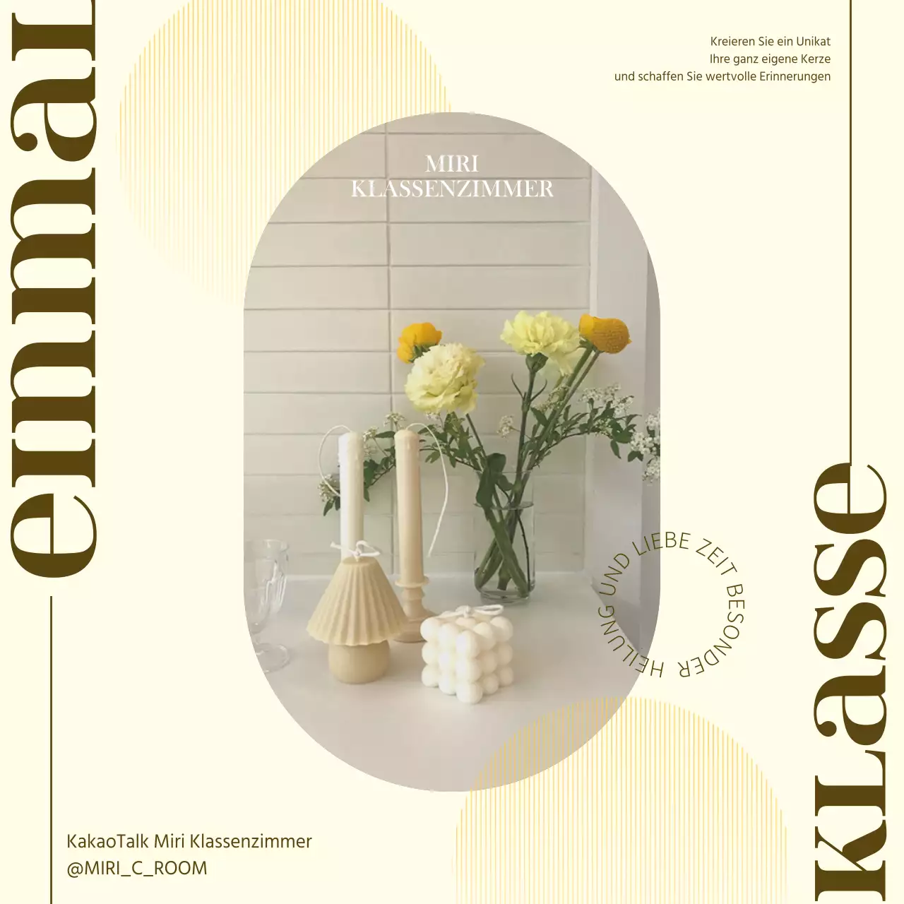 Die gelbe Kerze wirbt für einen eintägigen Kurs