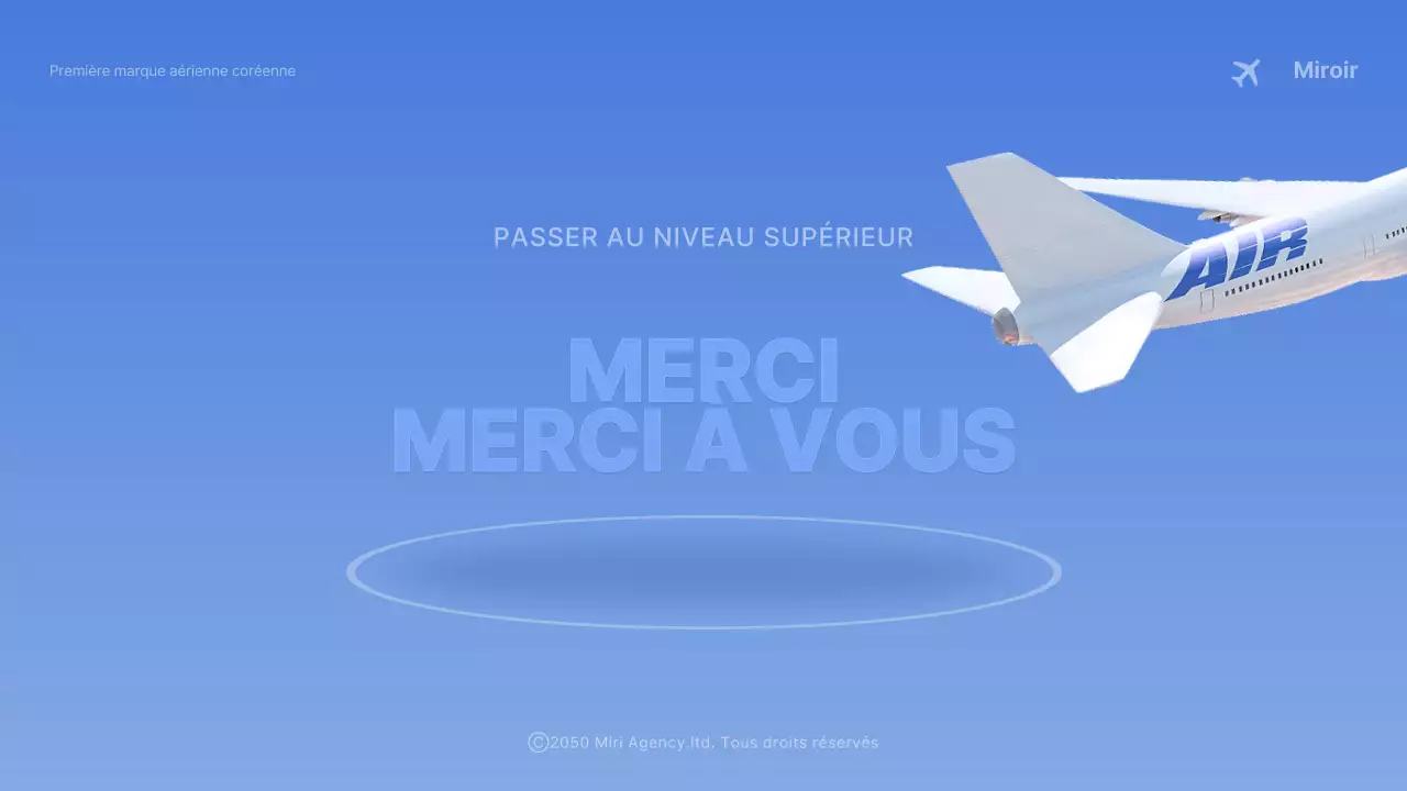 Concept d'avion tridimensionnel bleu clair pour la publicité d'une compagnie aérienne
