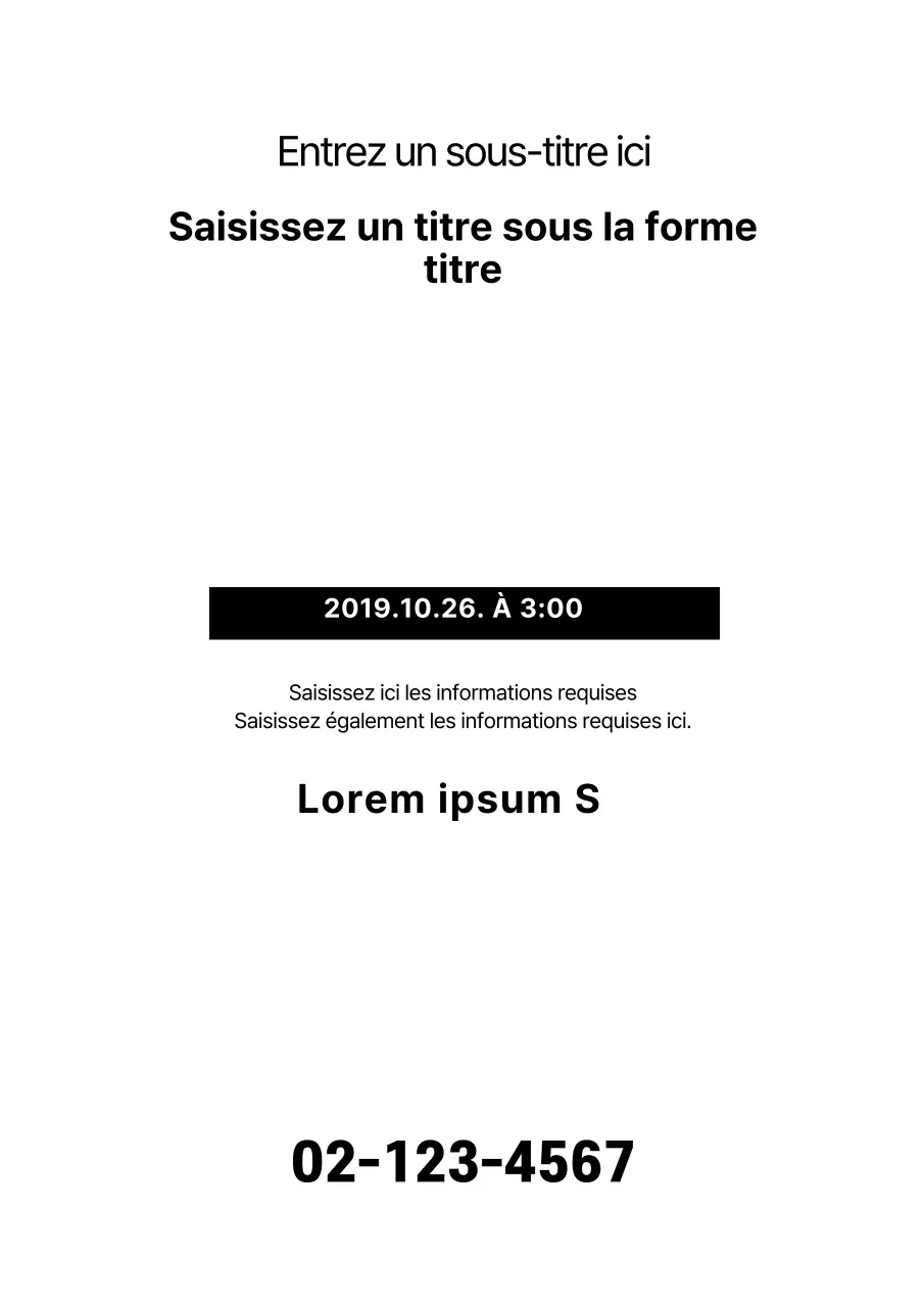 Conception d'un flyer promotionnel simple en blanc et noir