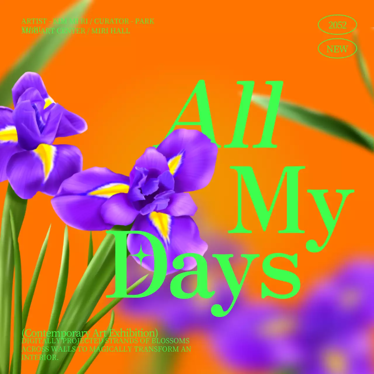 オレンジ モダン アート ポスター SNS投稿 正方形