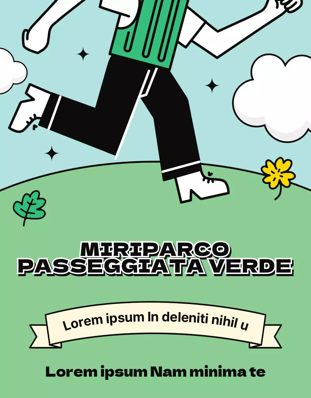 Annuncio di personale per le passeggiate verdi e gialle nel parco