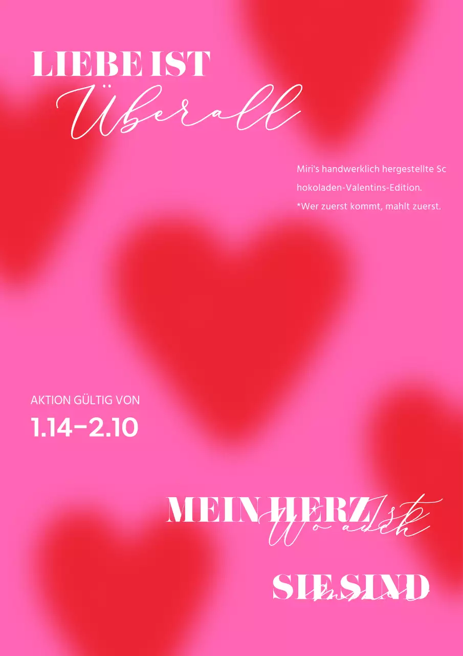 Rotes und rosa Herz Muster Valentinstag Poster