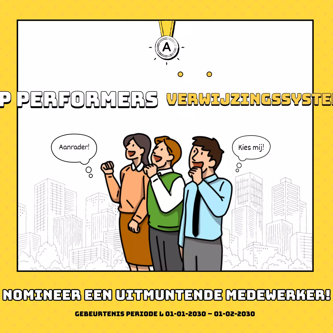 Een eenvoudige interviewpost voor gele en grijze werknemers