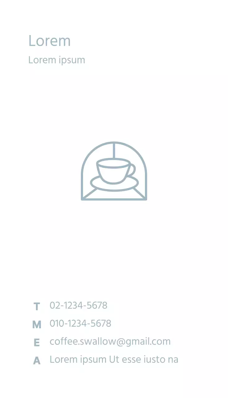 Logotipo de cafetería sencillo en azul claro pastel Tarjeta de visita de cafetería