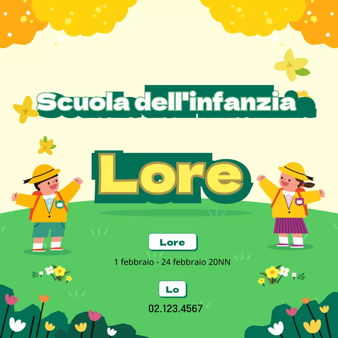 Illustrazione della primavera design di reclutamento per la scuola dell'infanzia