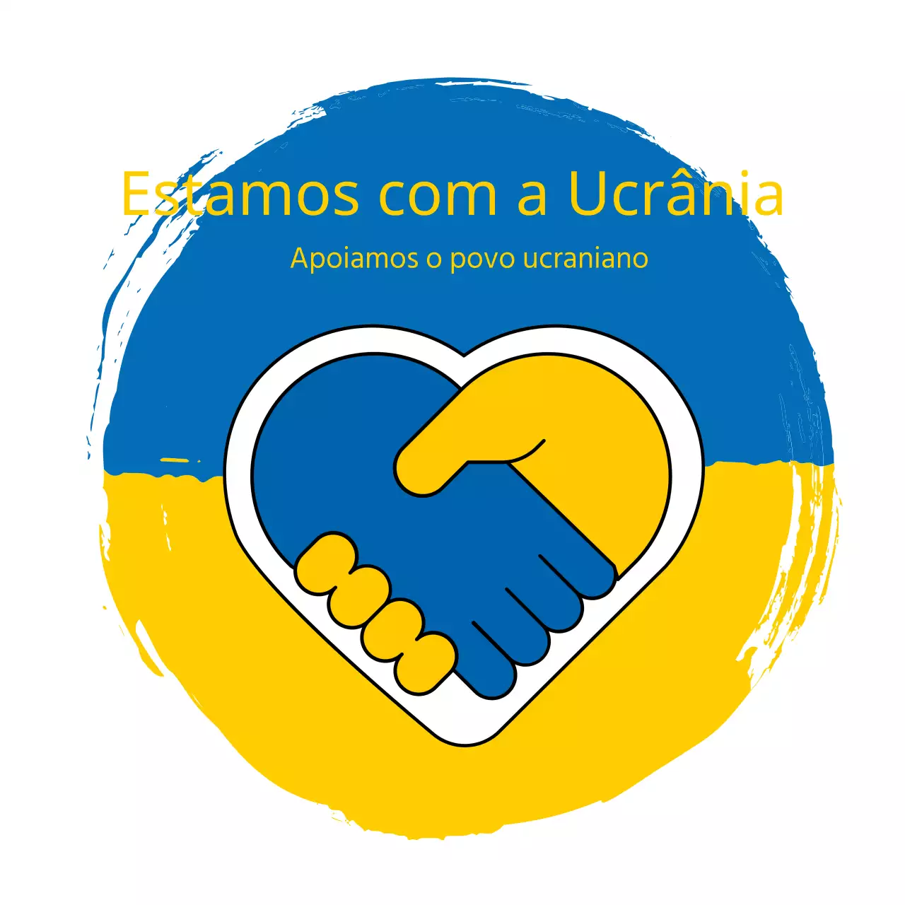 Guerra de apertos de mão com pincéis azuis amarelos de cor ucranianaContra