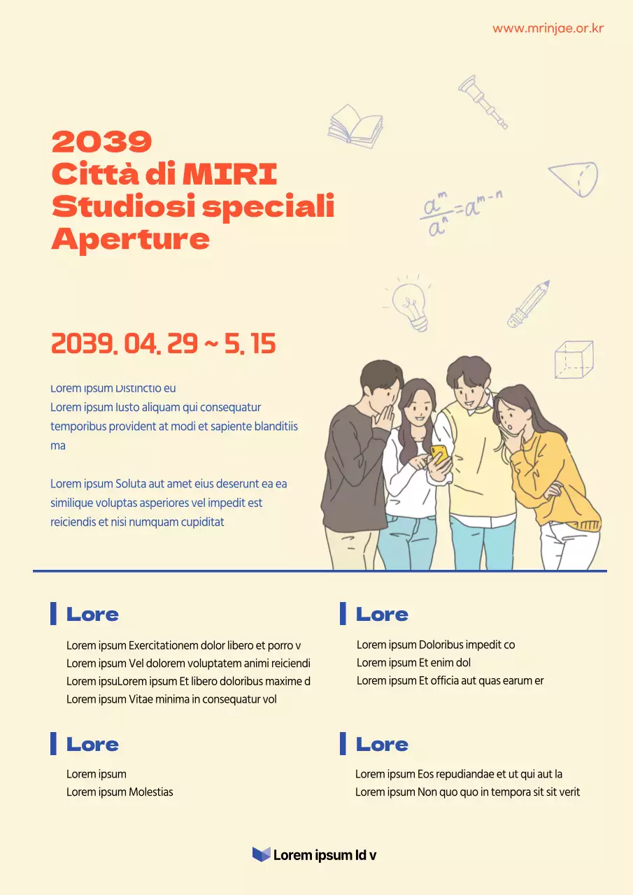 Annuncio di borsa di studio semplice e illustrato in giallo e blu