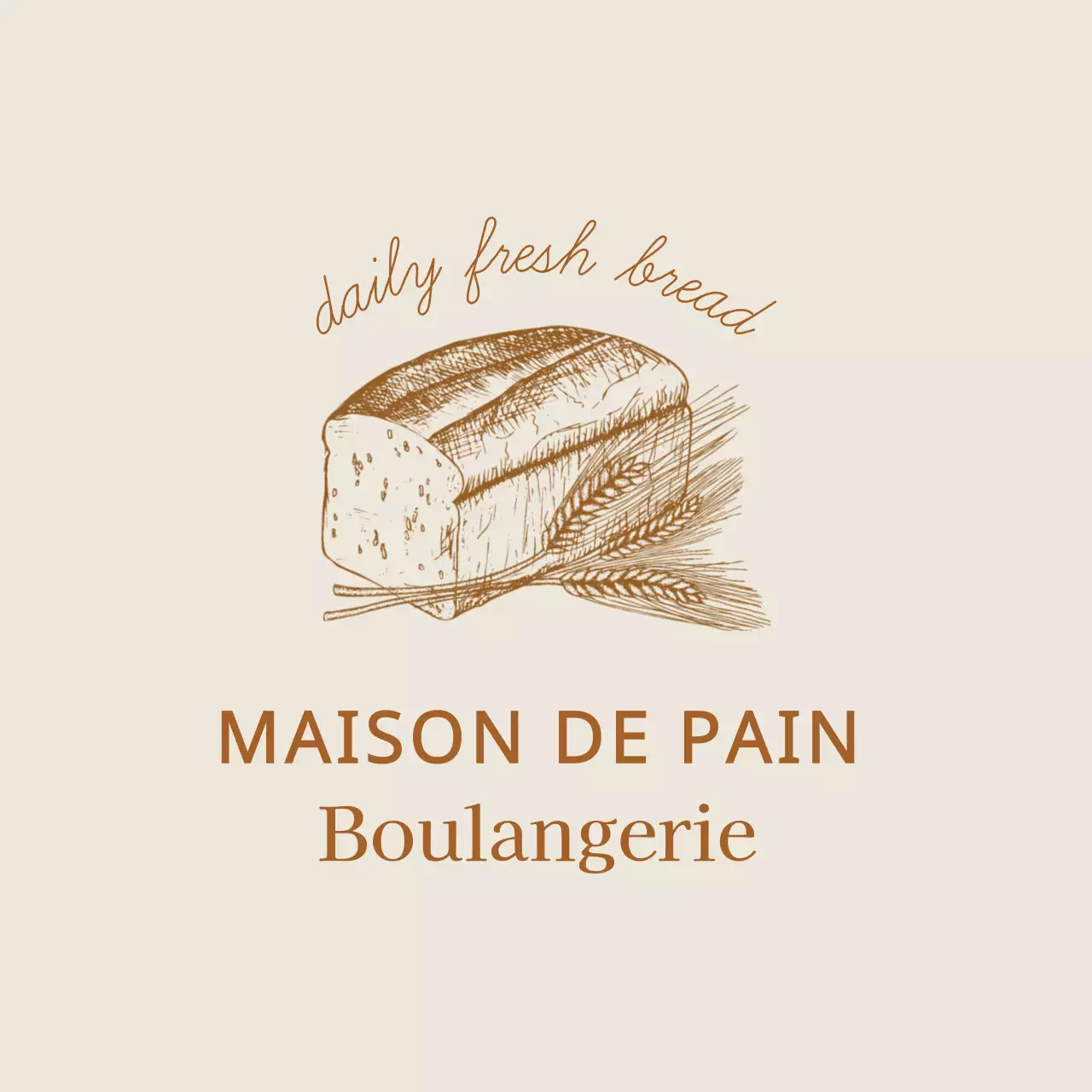 Etiquette de boulangerie beige ivoire illustrée