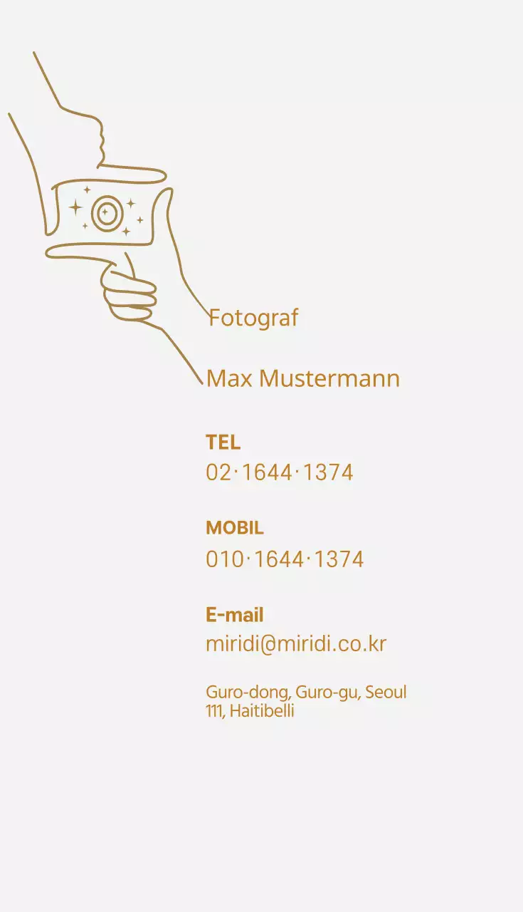 Grau Beige Illustrierte Fotografie Studio Visitenkarte