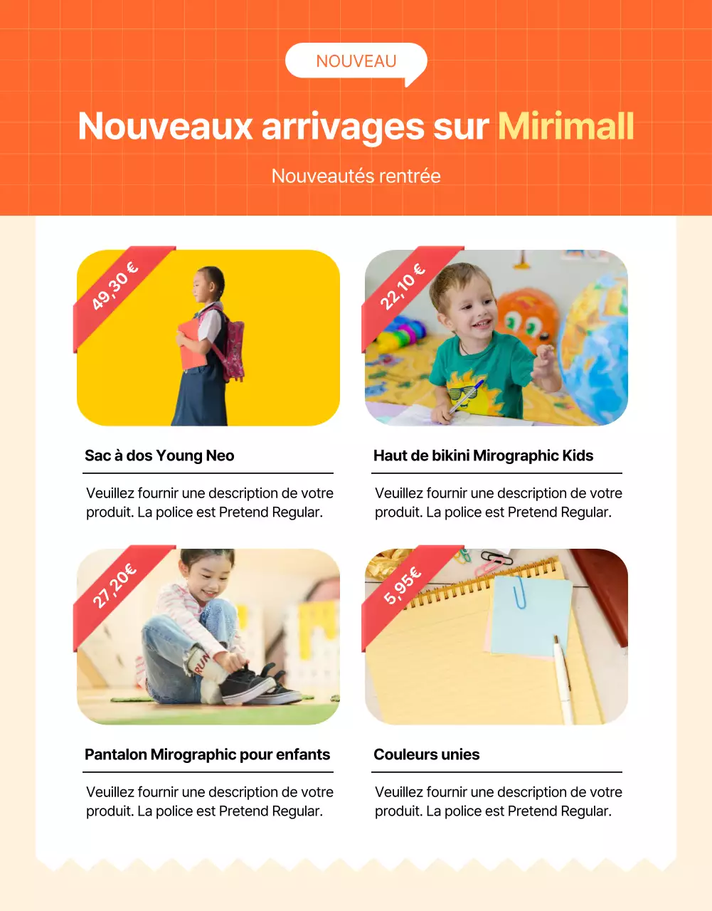 Illustration kitsch orange pour les bénéfices