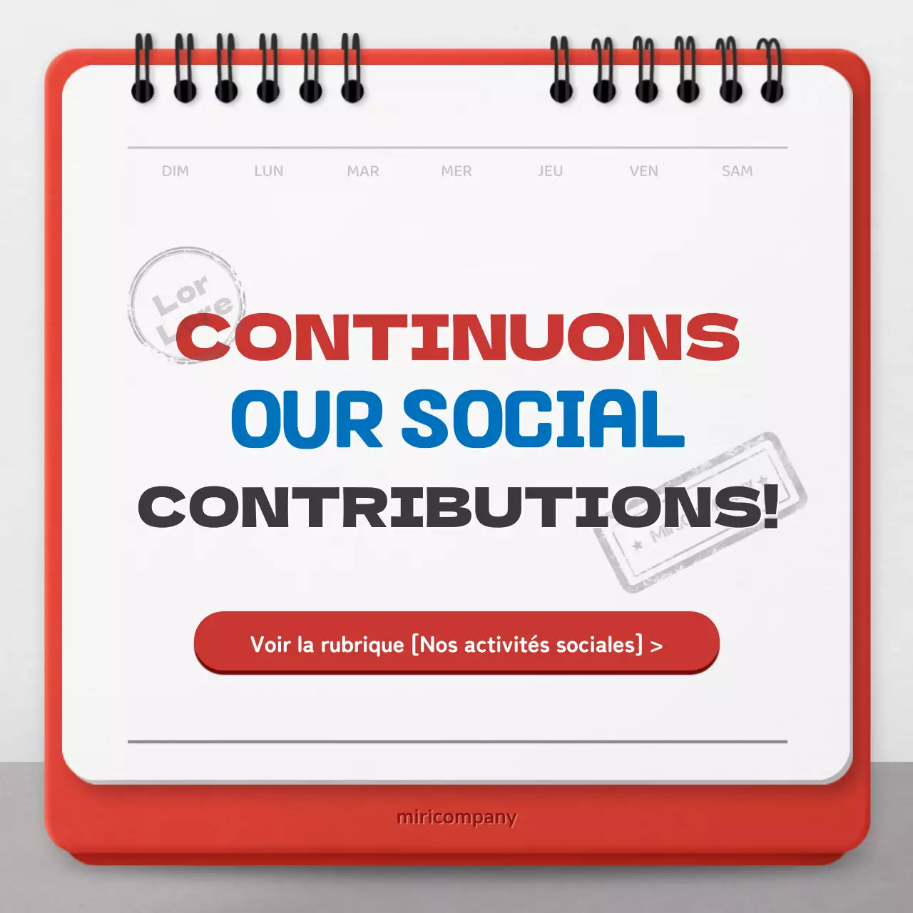 Promouvoir la responsabilité sociale des entreprises avec un concept de calendrier rouge et bleu