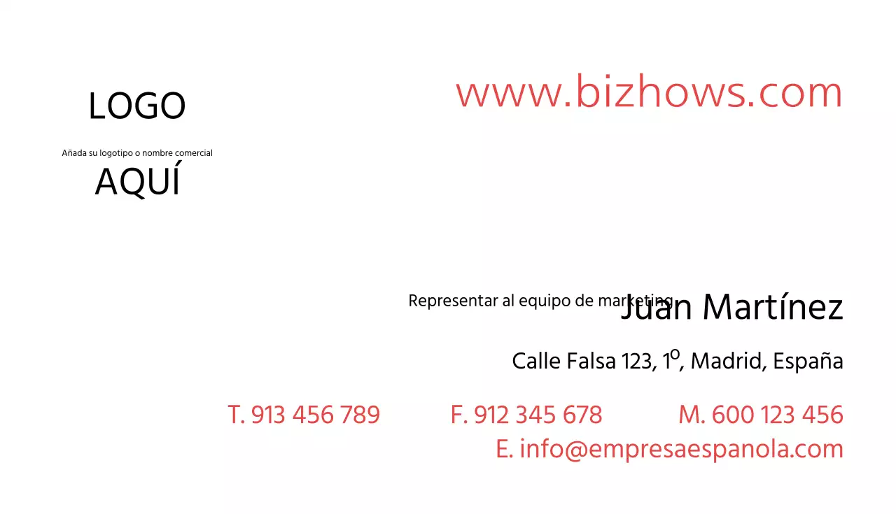 Tarjetas de visita horizontales