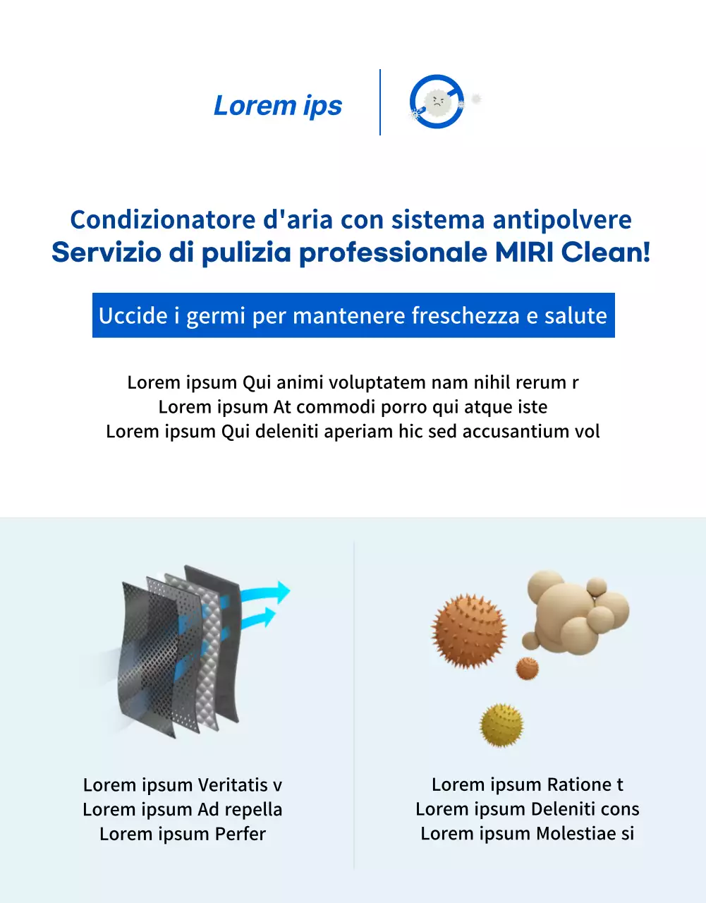 Servizio di pulizia dei condizionatori blu, ordinato e professionale (pagina di dettaglio)