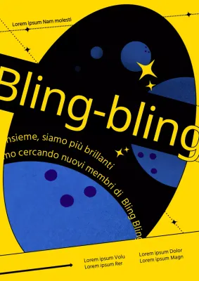 Club di bowling stellati con sfondi gialli e blu