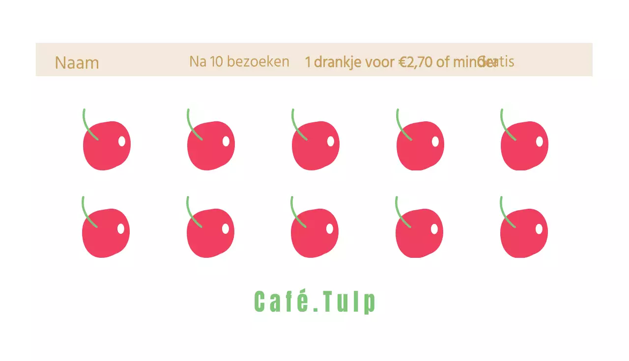 Café coupon visitekaartjes