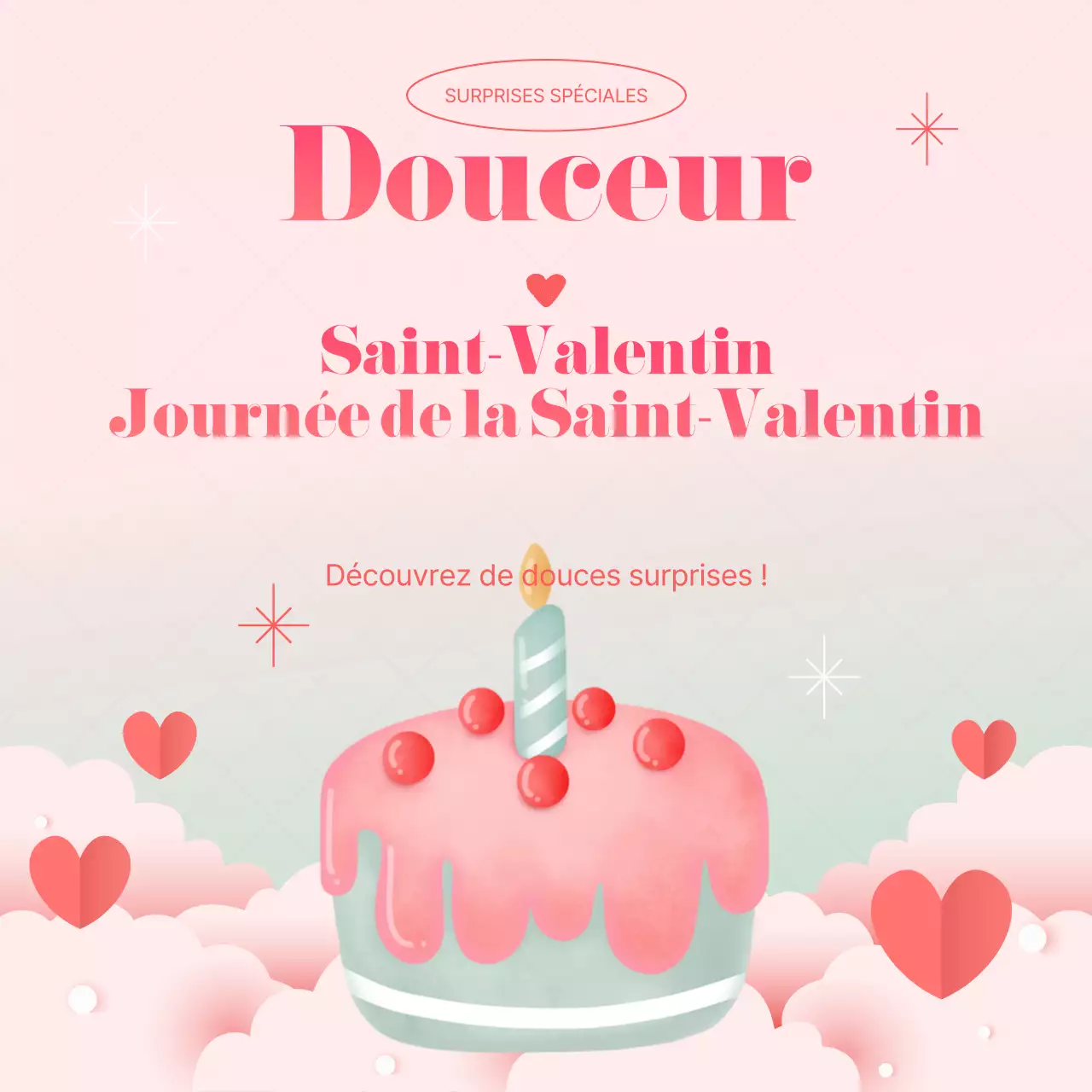 Illustration d'une journée blanche avec un gâteau rose