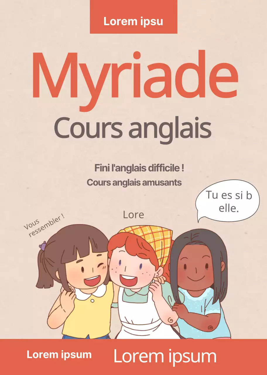 Illustration d'un personnage beige et rouge Promotion de l'école